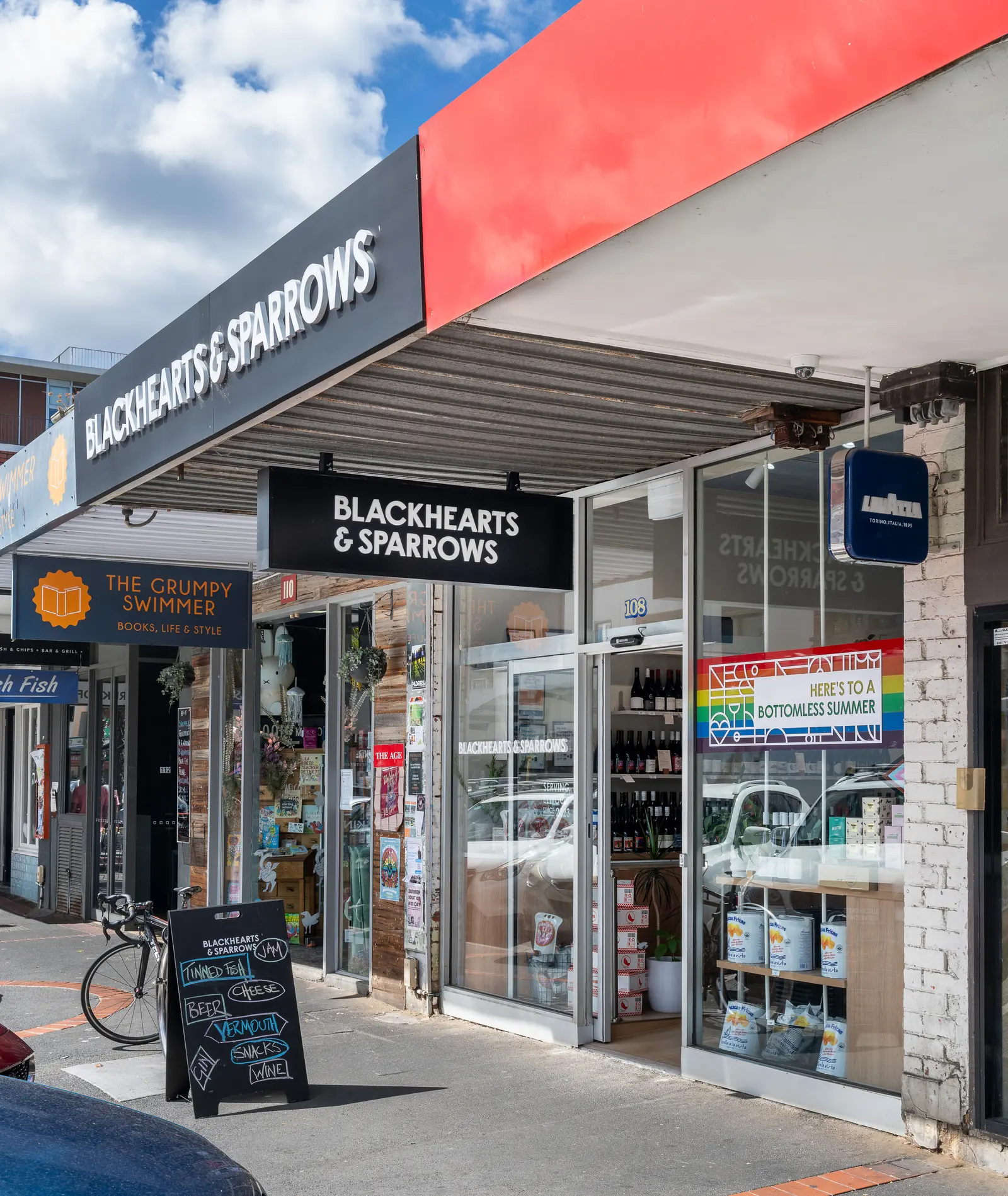 The Blackhearts & Sparrows shopfront on the Elwood street