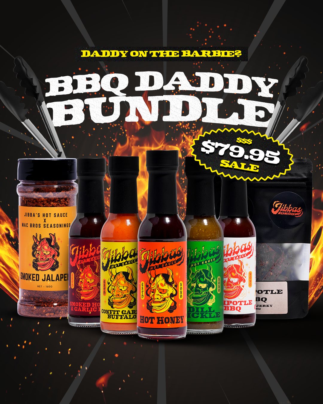 Jibba's Hot Sauce Father's Day ad for the BBQ Daddy bundle
