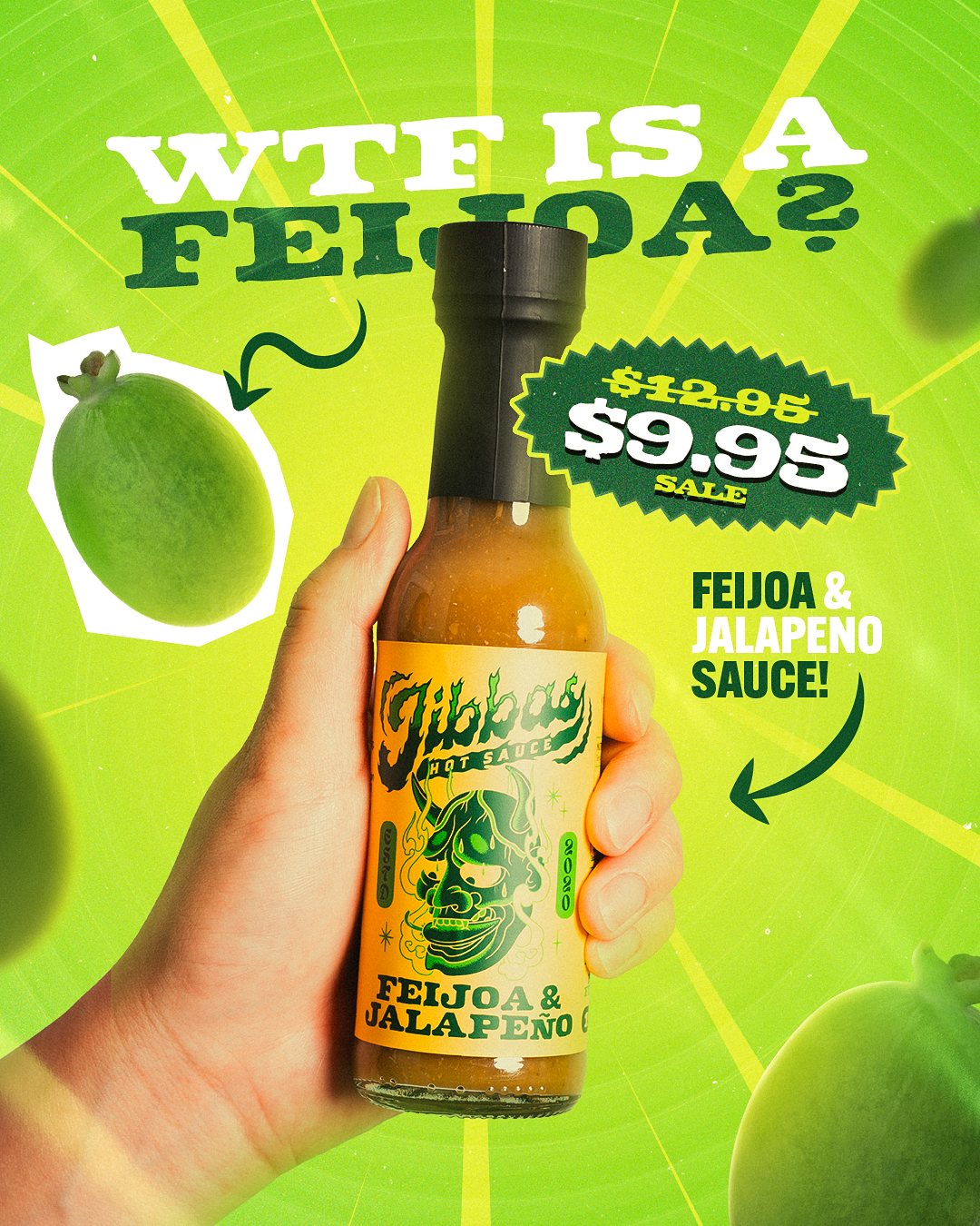 Jibba's Hot Sauce Meta ad for the Feijoa and Jalapeño sauce