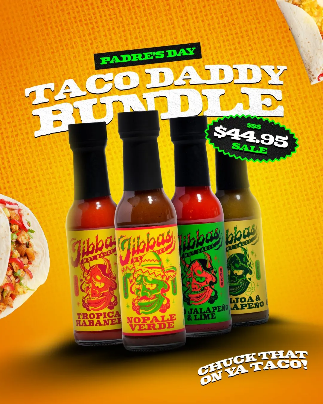 Jibba's Hot Sauce Father's Day ad for the Taco Daddy bundle